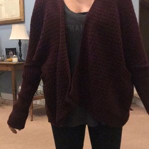 R D Style Maroon chunky cardigan